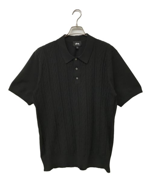 stussy（ステューシー）stussy (ステューシー) cable s/s polo ブラック サイズ:Lの古着・服飾アイテム