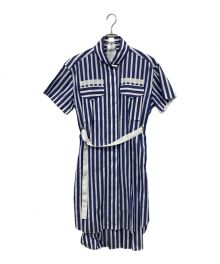 sacai（サカイ）の古着「Striped Shirting Dress」｜ネイビー×ホワイト