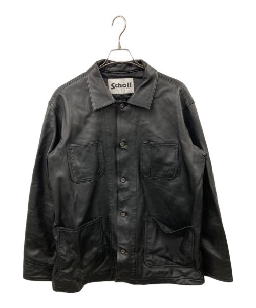 Schott（ショット）Schott (ショット) ラムレザー カバーオール ジャケット ブラック サイズ:XLの古着・服飾アイテム