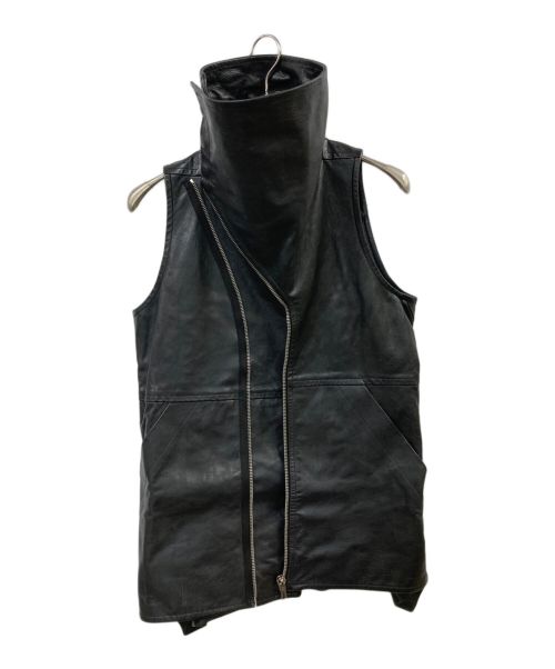 RICK OWENS（リックオウエンス）RICK OWENS (リックオウエンス) ハイネック ライダースベスト ブラック サイズ:Mの古着・服飾アイテム