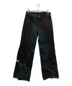 UNDER THE SIGNアンダー ザ サイン）の古着「WIDE DENIM PATCHWORK PANTS」｜ブラック