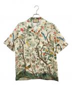 GUCCIグッチ）の古着「花鳥柄シルクシャツ」｜ベージュ×マルチカラー