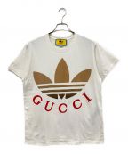 GUCCI×adidasグッチ×アディダス）の古着「ロゴプリントコットンジャージーTシャツ」｜ホワイト