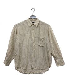 COMME des GARCONS HOMME PLUS（コムデギャルソンオムプリュス）の古着「クロス刺繍ストライプレーヨンシャツ」｜ベージュ