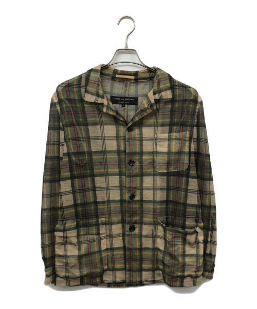 COMME des GARCONS HOMME PLUS（コムデギャルソンオムプリュス）COMME des GARCONS HOMME PLUS (コムデギャルソンオムプリュス) チェック柄転写プリントシャツ ベージュ×グリーン サイズ:Mの古着・服飾アイテム