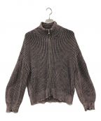 MAISON SPECIALメゾンスペシャル）の古着「Snow Wash Damaged Prime-Over Drivers Knit」｜ピンク×ブラック