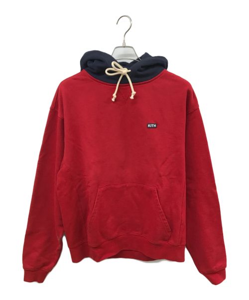 KITH（キス）KITH (キス) WILLIAMS III CONTRAST HOODIE レッド×ネイビー サイズ:Mの古着・服飾アイテム