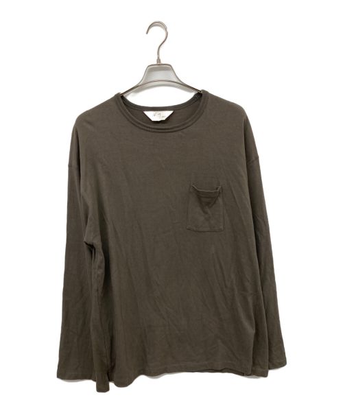 ANCELLM（アンセルム）ANCELLM (アンセルム) C/R CREW NECK LS T-SHIRT カーキ サイズ:2の古着・服飾アイテム