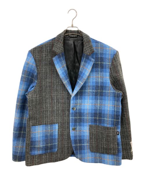 stussy（ステューシー）stussy (ステューシー) Harris Tweed (ハリスツイード) チェックウールジャケット グレー×ブルー サイズ:不明の古着・服飾アイテム