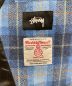 中古・古着 stussy (ステューシー) Harris Tweed (ハリスツイード) チェックウールジャケット グレー×ブルー サイズ:不明：18000円