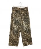 BEEDENビーデン）の古着「LEOPARD PRINT WIDE STRAIGHT PANTS」｜ブラウン