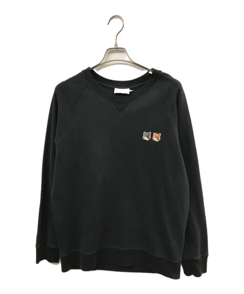 maison kitsune（メゾンキツネ）MAISON KITSUNE (メゾンキツネ) DOUBLE FOX HEAD SWEAT ブラック サイズ:ＸＬの古着・服飾アイテム