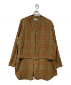 HOMELESS TAILORホームレステイラー）の古着「LAYERED LONG SHIRT」｜ブラウン