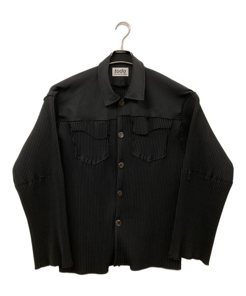 todo kotohayokozara（トゥードゥ― コトハヨコザワ）todo kotohayokozara (トゥードゥ― コトハヨコザワ) PLEAT SHIRT JACKET ブラック サイズ:Mの古着・服飾アイテム