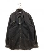 JOHN LAWRENCE SULLIVANジョン ローレンス サリバン）の古着「FRONT SIDE BELTED DENIM SHIRT」｜ブラック