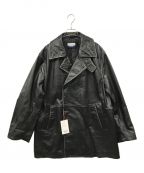 MAISON SPECIALメゾンスペシャル）の古着「Hand Rub-Off Buffalo Leather Dress-Over Double Short Coat」｜ブラック