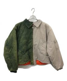 (di)vison（ディヴィジョン）の古着「Split Denim Bomber Jaket」｜アイボリー×グリーン