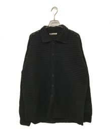 AURALEE（オーラリー）の古着「HAND CROCHET WOOL KNIT SHIRT」｜ブラック