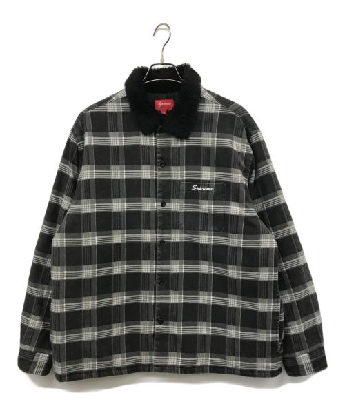 SUPREME（シュプリーム）SUPREME (シュプリーム) Faux Fur Flannel Shirt ブラック×ホワイト サイズ:XLの古着・服飾アイテム