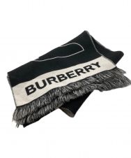 BURBERRY (バーバリー) ロゴマフラー グレー×ブラック