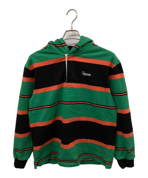 SUPREME（シュプリーム）SUPREME (シュプリーム) HOODED RUGBY グリーン×ブラック サイズ:Sの古着・服飾アイテム