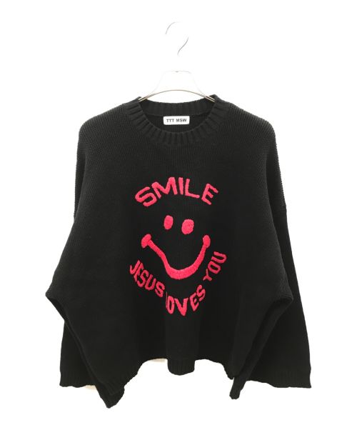 TTT MSW（ティー）TTT MSW (ティー) SMILE OVER SIZE KNIT ブラック サイズ:Mの古着・服飾アイテム