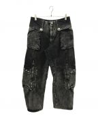 Omar Afridiオマールアフリディ）の古着「24SS Totem Cargo Trousers Powder Discharged Denim」｜ブラック