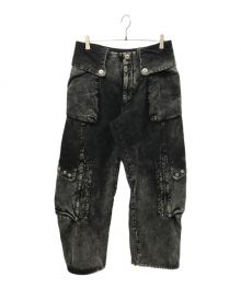 Omar Afridi（オマールアフリディ）の古着「24SS Totem Cargo Trousers Powder Discharged Denim」｜ブラック