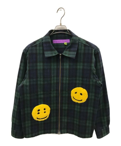 Cactus Plant Flea Market（カクタスプラントフリーマーケット）Cactus Plant Flea Market (カクタスプラントフリーマーケット) CHECK ZIP WORK JACKET グリーン×ネイビー サイズ:3の古着・服飾アイテム