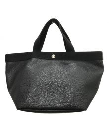 Herve Chapelier（エルベシャプリエ）の古着「707GP SQUARE BASE TOTE BAG / リュクス舟型レザートートバッグ」｜ブラック