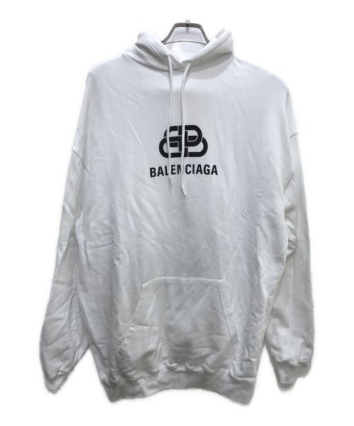 BALENCIAGA（バレンシアガ）BALENCIAGA (バレンシアガ) BBロゴプリント プルオーバーパーカー ホワイト サイズ:XSの古着・服飾アイテム