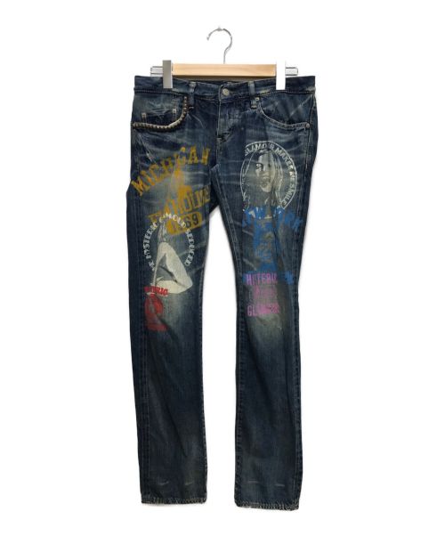 Hysteric Glamour（ヒステリックグラマー）Hysteric Glamour (ヒステリックグラマー) SP加工 COLLAGE DENIM PANT インディゴ サイズ:Sの古着・服飾アイテム