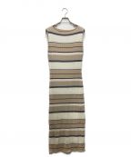 HER LIP TOハーリップトゥ）の古着「Cotton Striped Ribbed Knit Dress」｜ベージュ