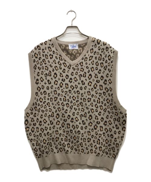 KEBOZ（ケボズ）KEBOZ (ケボズ) LEOPARD KNIT VEST/レオパードニットベスト ベージュ サイズ:LARGEの古着・服飾アイテム