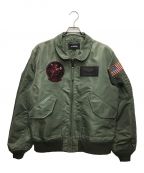 AVIREXアヴィレックス）の古着「FLIGHT JACKET TOP GUN DUST DEVILS」｜オリーブ