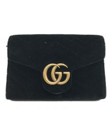 GUCCI（グッチ）の古着「GGマーモント チェーンウォレット ショルダーバッグ/474575」｜ブラック