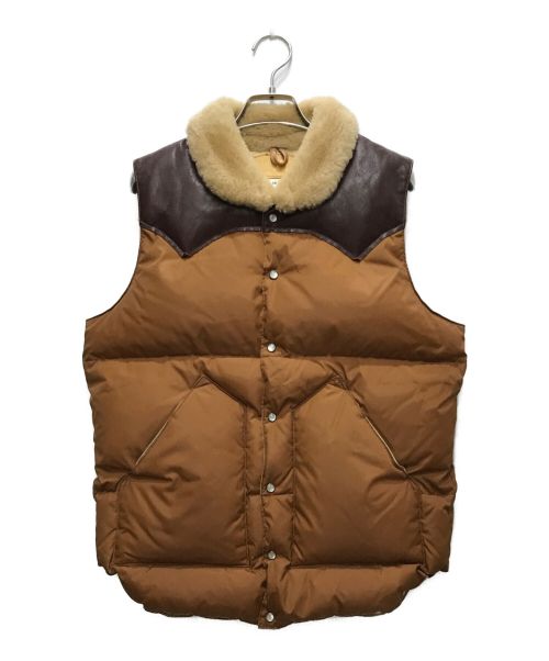 Rocky Mountain FeatherBed（ロッキーマウンテンフェザーベッド）Rocky Mountain FeatherBed (ロッキーマウンテンフェザーベッド) レザー切替ダウンベスト ブラウン サイズ:38の古着・服飾アイテム