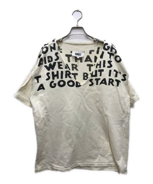 MM6 Maison Margiela（エムエムシックス メゾンマルジェラ）MM6 Maison Margiela (エムエムシックス メゾンマルジェラ) エイズプリント半袖スウェット ベージュ サイズ:XSの古着・服飾アイテム