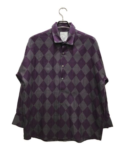 SHAREEF（シャリーフ）SHAREEF (シャリーフ) DIA JQ L/S SHIRTS パープル×グレー サイズ:1の古着・服飾アイテム