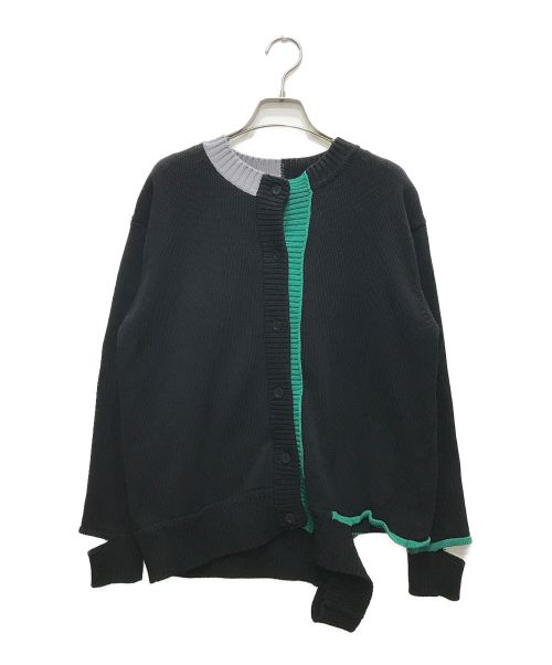 soduk（スドーク）soduk (スドーク) Tape and Hole Knit Cardigan ブラック サイズ:記載なしの古着・服飾アイテム