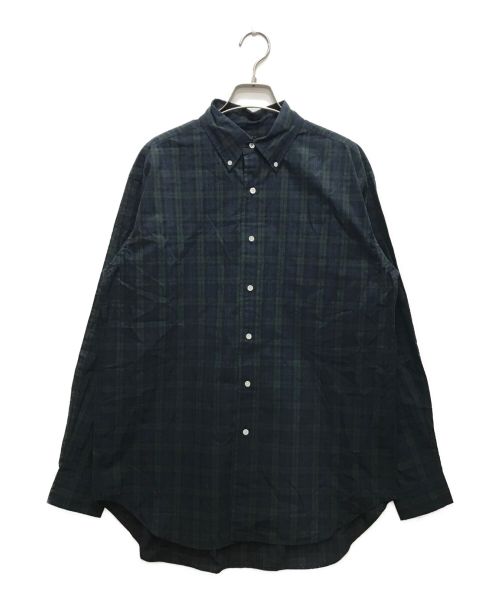 leno（リノ）leno (リノ) BUTTON DOWN SHIRT グリーン×ネイビー サイズ:1 未使用品の古着・服飾アイテム