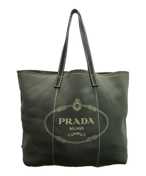 PRADA（プラダ）PRADA (プラダ) ネオプレーン トートバッグ グリーンの古着・服飾アイテム