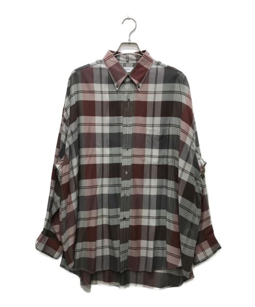 Graphpaper（グラフペーパー）Graphpaper (グラフペーパー) Viscose Check Oversized B.D. Shirt レッド サイズ:FREEの古着・服飾アイテム