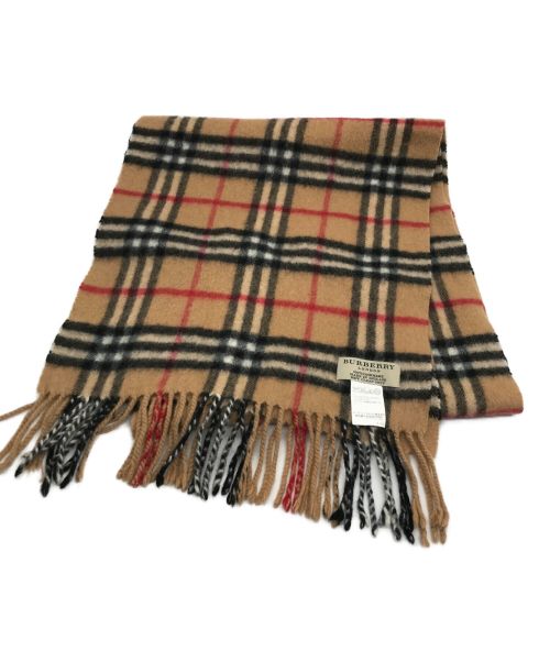 BURBERRY LONDON（バーバリーロンドン）BURBERRY LONDON (バーバリー ロンドン) カシミヤノバチェックマフラー ベージュの古着・服飾アイテム