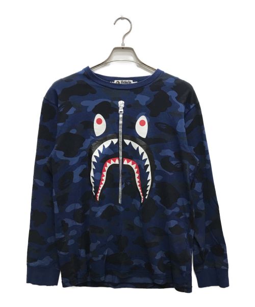 A BATHING APE（アベイシングエイプ）A BATHING APE (アベイシングエイプ) プリントロングスリーブカットソー ブルー サイズ:Lの古着・服飾アイテム