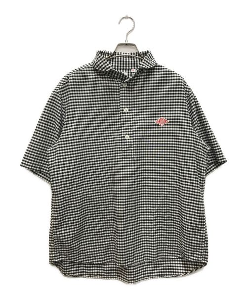 DANTON（ダントン）DANTON (ダントン) ROUND COLLAR P.O SHIRT S/S/ラウンドネック プルオーバー シャツ） ホワイト×ブラック サイズ:42の古着・服飾アイテム