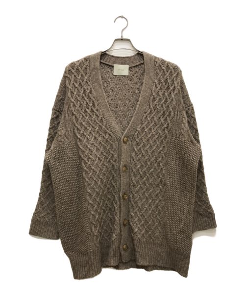 ARGUE（アーギュ）ARGUE (アーギュ) ケーブルVネックカーディガン/ARGUE babywool yak cashmere /ロングカーディガン ブラウン サイズ:FREEの古着・服飾アイテム