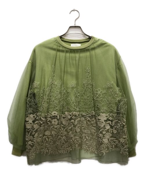 Ameri（アメリ）Ameri (アメリ) LULA TULLE EMBROIDERY SWEAT/チュール刺繍スウェット グリーン サイズ:Fの古着・服飾アイテム