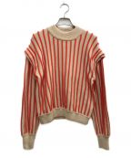 Ameriアメリ）の古着「SWELL STRIPE KNIT」｜ベージュ×オレンジ