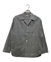 STEVEN ALAN（スティーブンアラン）の古着「VIYELLA CHECK OPEN COLLAR SHIRT-DROP/ヴァイエラチェックオープンカラーシャツドロップ」｜グレー